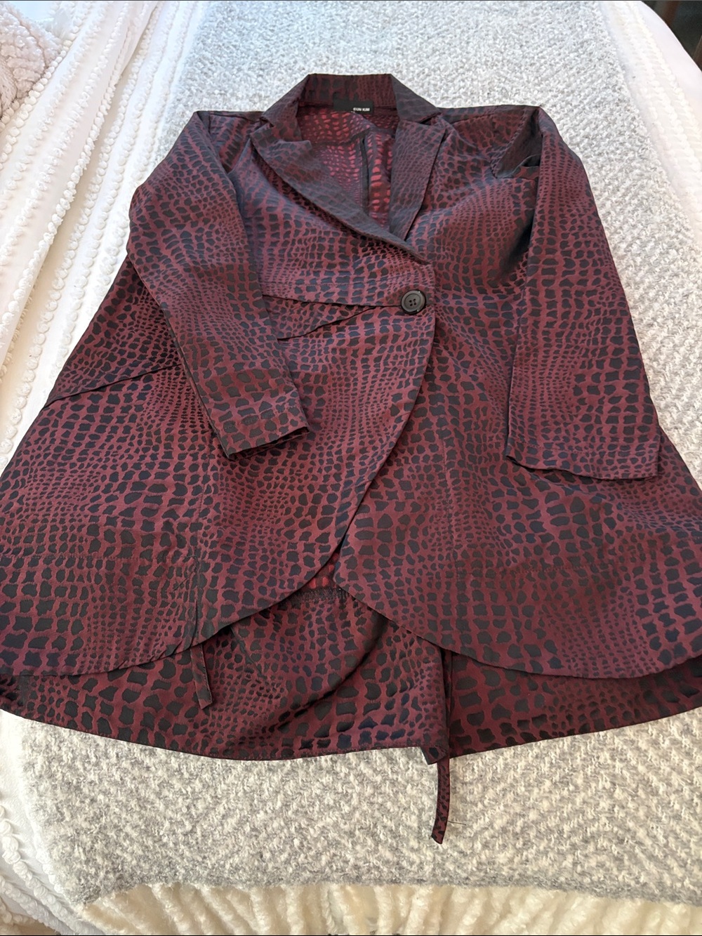 Women's Burgundy Patterned Blazer Jacket
